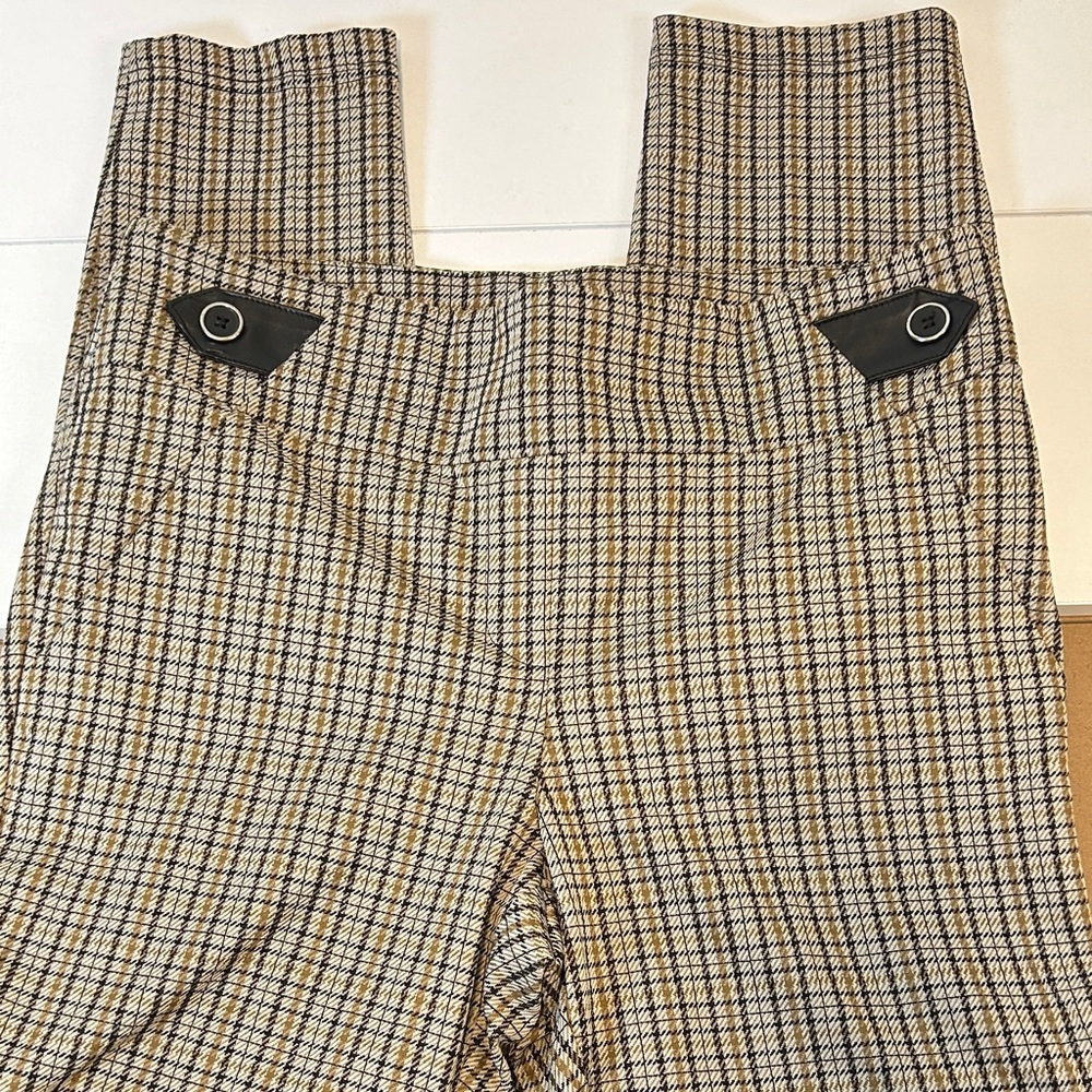 Soho Apparel Ltd. Brown Plaid Ankle Pull On dress pants women’s Size Large - Picture 3 of 7